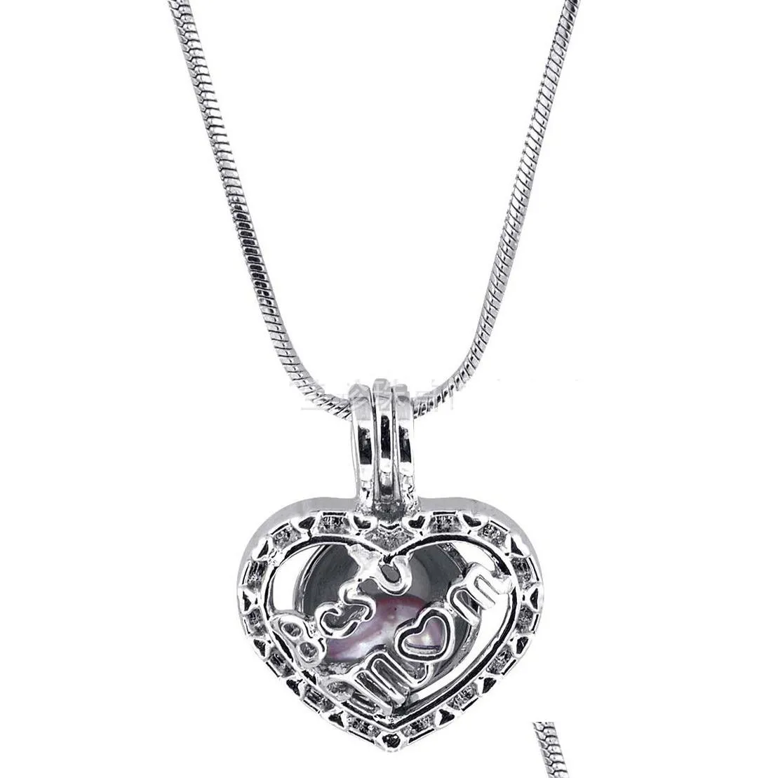 Médaillons Mode Amour Perle Coeur Cage Pendentifs Lettre Creuse Meilleure Maman Charme En Sier Plaqué Fit Collier Bijoux Bk En Gros Drop Deli Dhqys