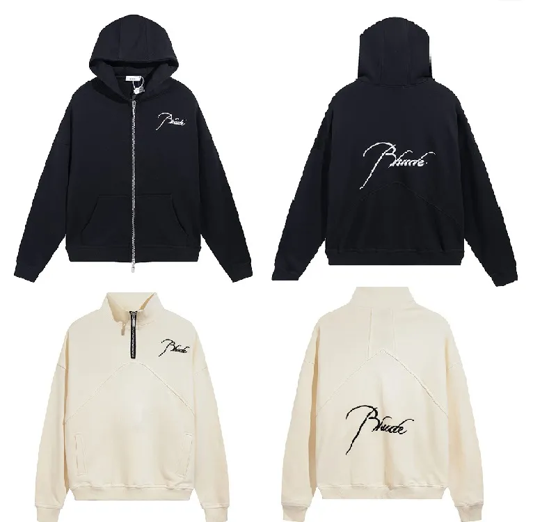 rhude sweat à capuche designer à capuche chemises à manches longues demi-zip femmes hommes à capuche broderie décontracté lâche haute rue couples sweat-shirts S-XL Livraison gratuite