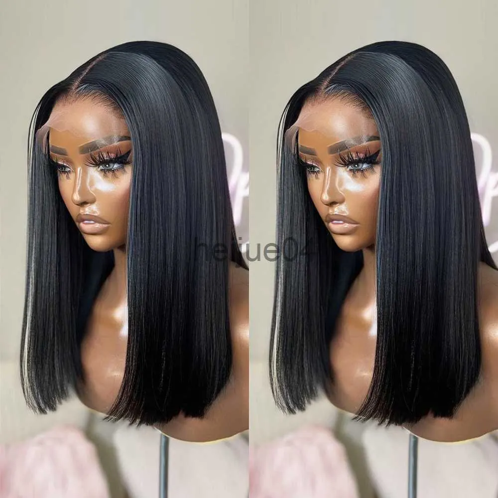 Capless Wigs 180 Short Bob Wig Lace Front Wigs For Women Bone Straight Wig Transparent Lace Frontal Wig x0802