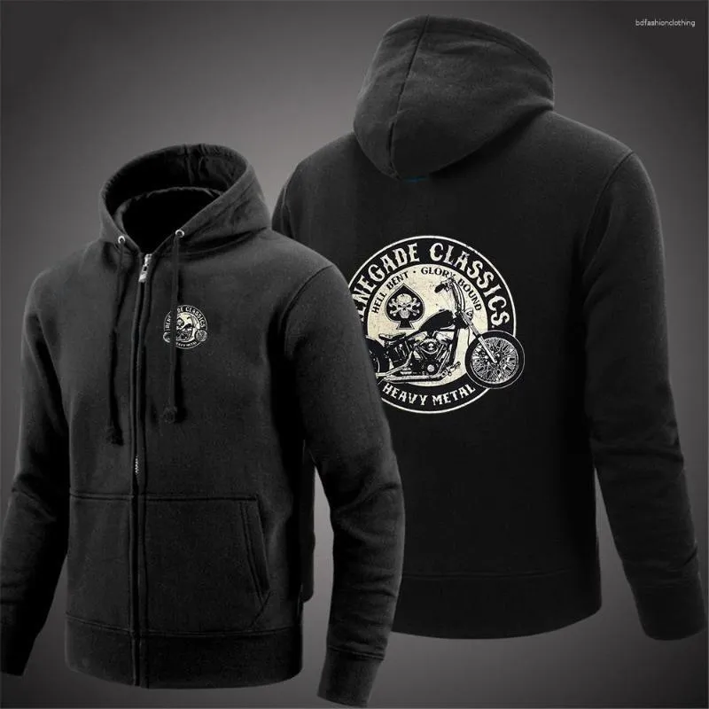 Felpe con cappuccio da uomo Primavera Autunno Vintage Glory Bounds Motorcycle USA Giacca da uomo Casual Fleece Decal Zipper Felpe Cappotti