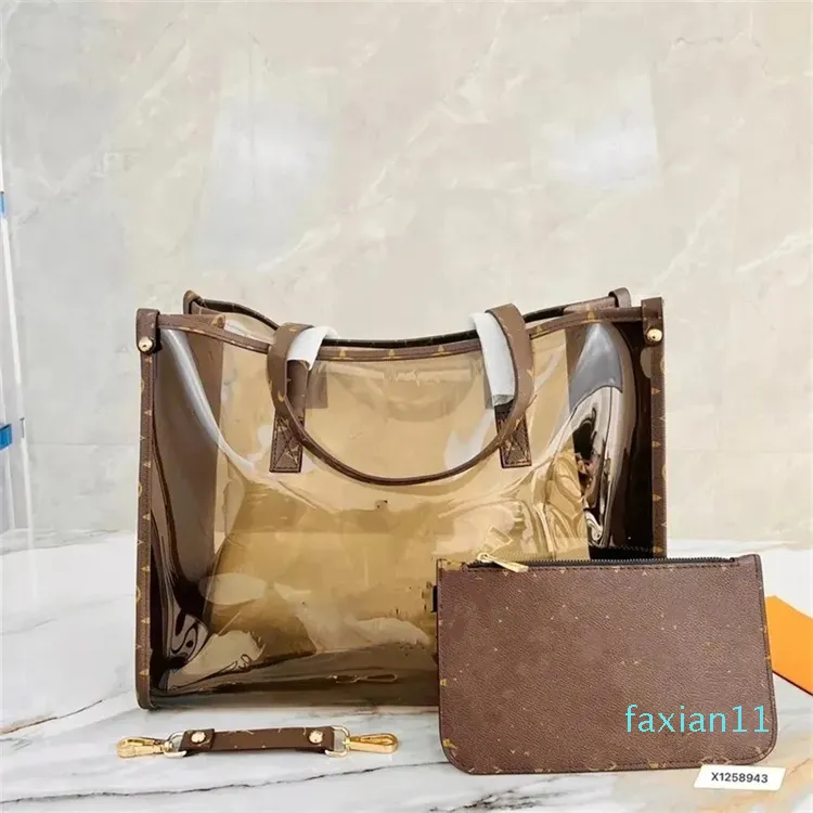 DHgate 2024 New Designer Transparent Tote Bags PVC Shoulder Bags for Women Waterproof Beach Handbags Large Capacity Shopper Bag Bags Luggage Accessories