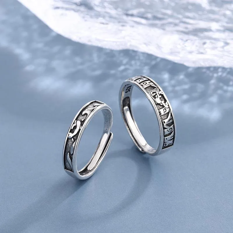 Cluster Ringen YIZIZAI Retro Trendy Oceaan Walvis En Bos Herten Paar Voor Vrouwen Mannen Zilveren Kleur Ring Verstelbare Romantische sieraden Geschenken