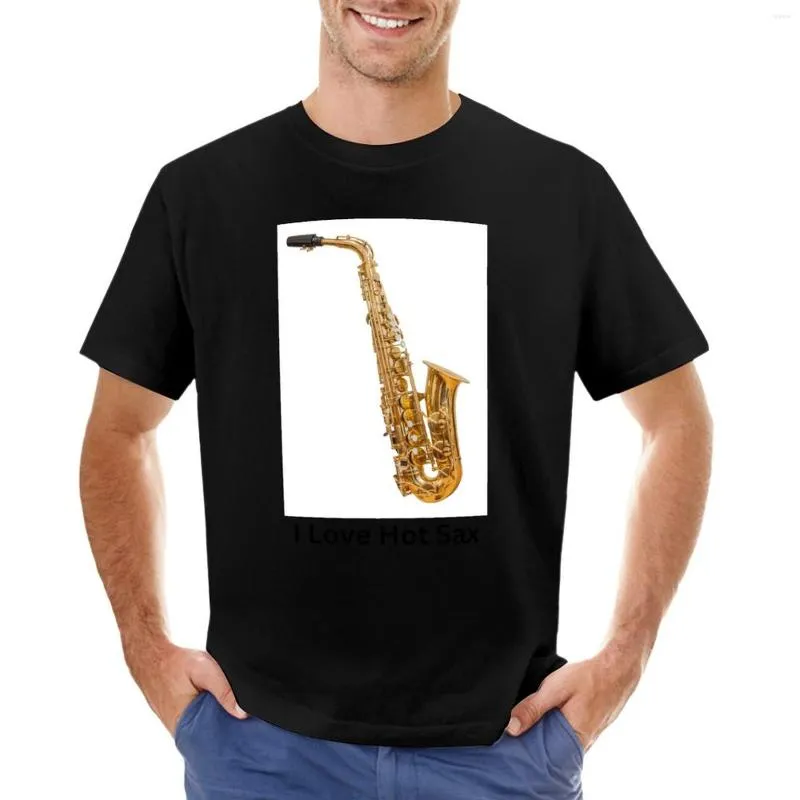 Mannen tanktops I Love Sax T-shirt Zwart T-shirt Anime T-shirts voor heren Katoen