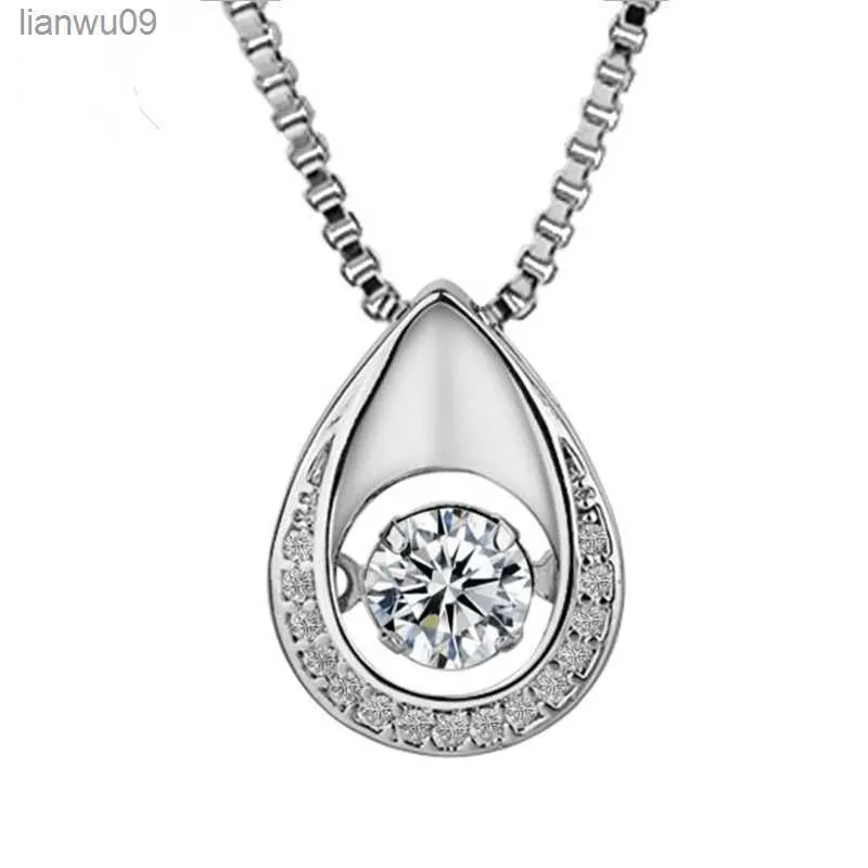 KOFSAC Neue Mode 925 Sterling Silber Halsketten Für Frauen Exquisite Tanzen Stein Wasser Tropfen Anhänger Schmuck Mädchen Geburtstag Geschenk L230704