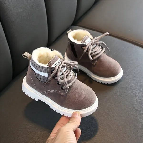 Boys' boots children's Martin boots and velvet cotton shoes snow boots fashionable girls' boots