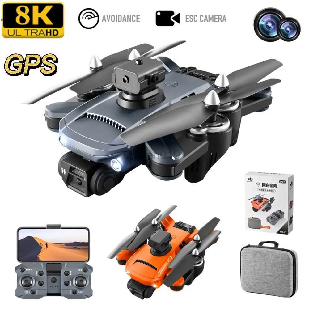Drone K7 8K GPS HD Dual Camera Obstacle Avoidance Drone Vehicle Optical Flow ESC Aerial Photography Quadcopter RC Distance 5000M HKD230807