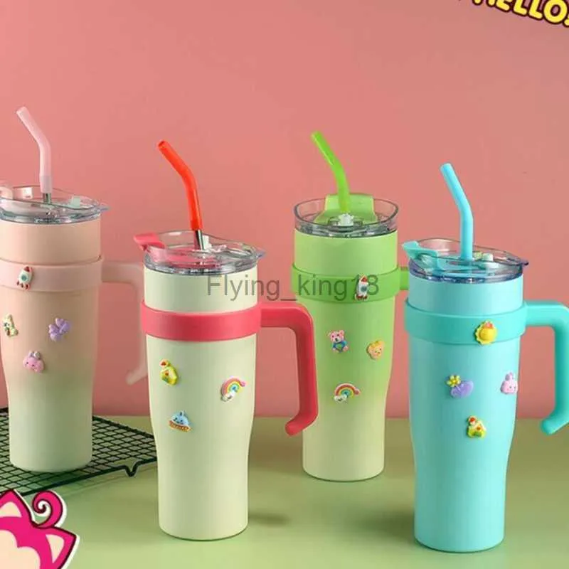 40Oz Summer Super Large Capacity Girl Water Cup Big Mac Ice Tyrant Thermos Cup Creative with Straw Seamless Interior HKD230807