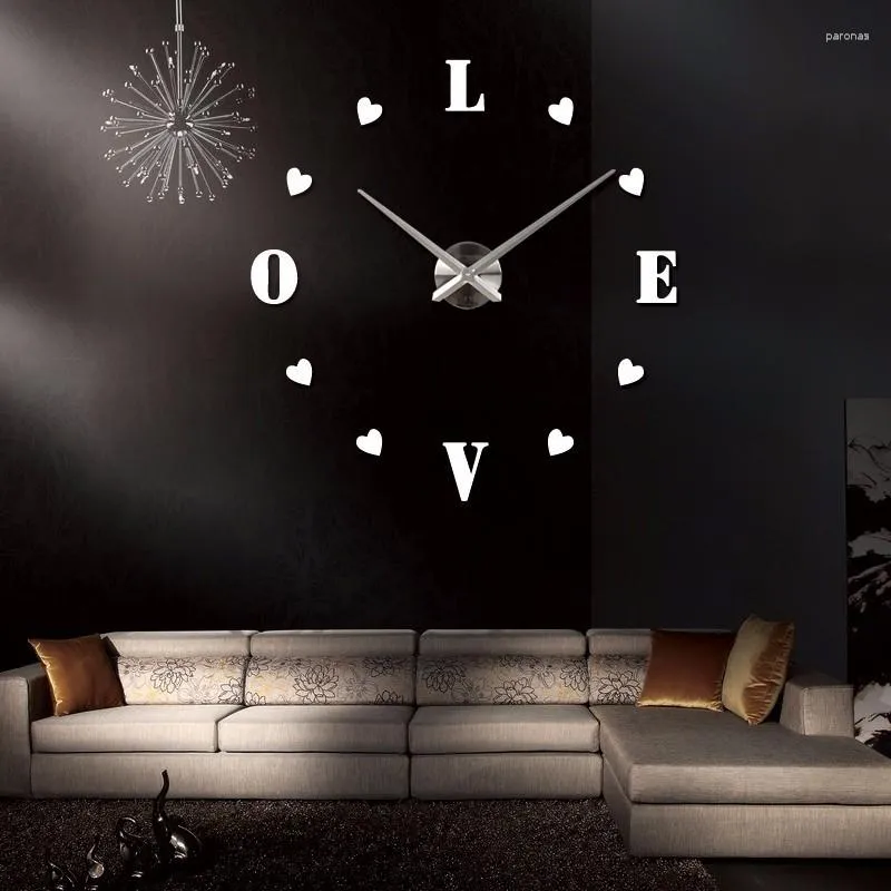 Wandklokken Grote klok Horloge 3D De Pared Woondecoratie Liefdesstickers Speciale woonkameraccessoires