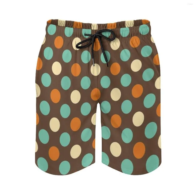 Short Homme Rétro 70S Marron A Pois Court Sport Plage Surf Natation Boxer 7S Orange Vert