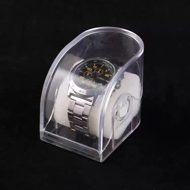 Plastförvaringslåda Titta förvaringslåda Icke -brytbar PVC Material Transparent ram Box Menskvinnor Klockor Skyddande Plastur Wristwatch Elegant Display Case