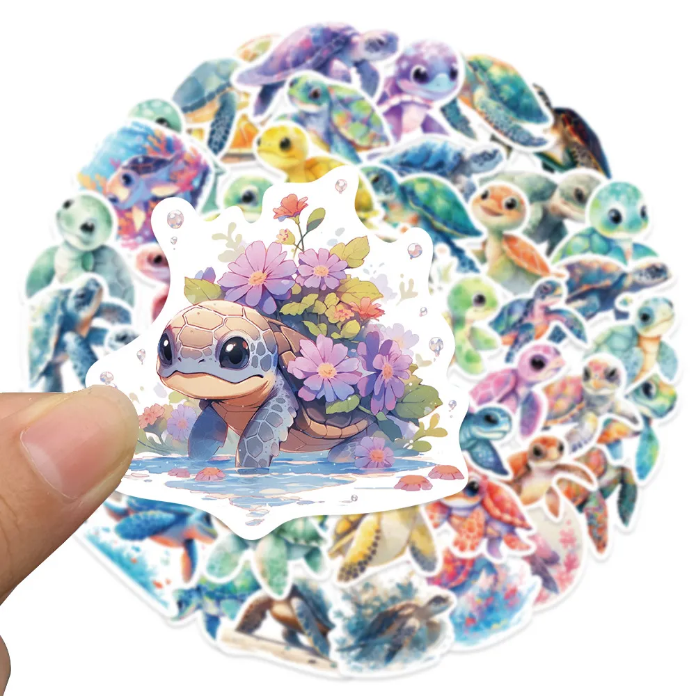 Turtle Graffiti Stickers: 50 Pack Marine Organism Decals For Laptops ...