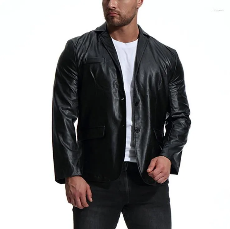 Suisses masculines 2023 Blazer d'hiver automne Europe Europe et Amérique Tendance PU Vêtements Angleterre en cuir de grande taille