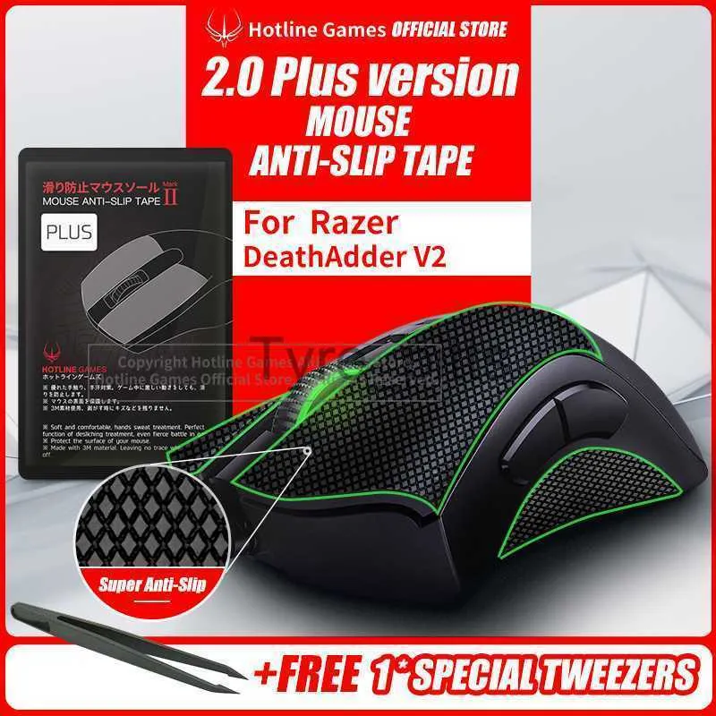 Mice Hotline Games 2.0 Plus Nastro antiscivolo per mouse per Razer DeathAdder V2 Grip Upgrade Traspirazione dell'umidità Pretagliato Facile da applicare X0807