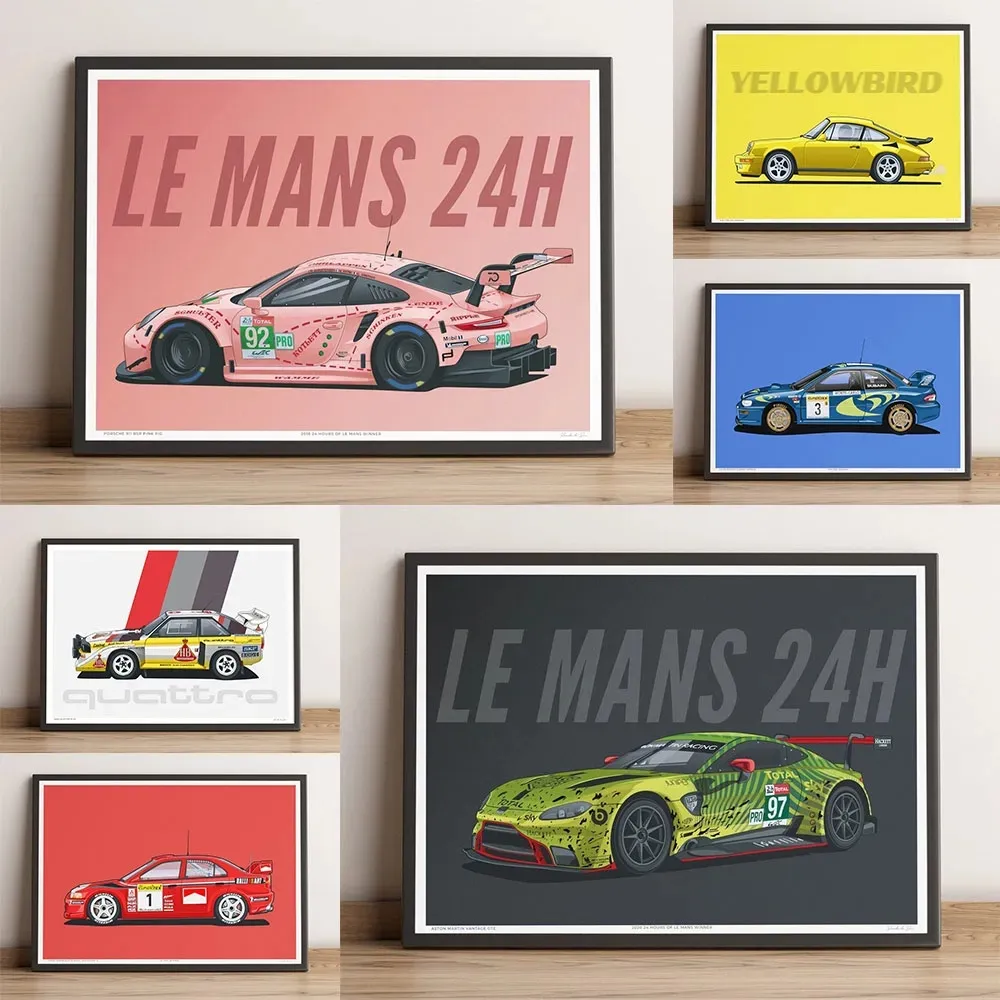 Famous Car BrandCanvas Painting Classic Racing Car Posters And Print Home Decor Wall Art Picture For Motorsport Boy's Living Room Decor No Frame Wo6