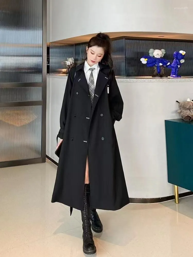 Women's Trench Coats For Women 2023 Spring Autumn Fashion POLO Collar Mid Length Coat Temperament Commuter Windbreaker Streetwear