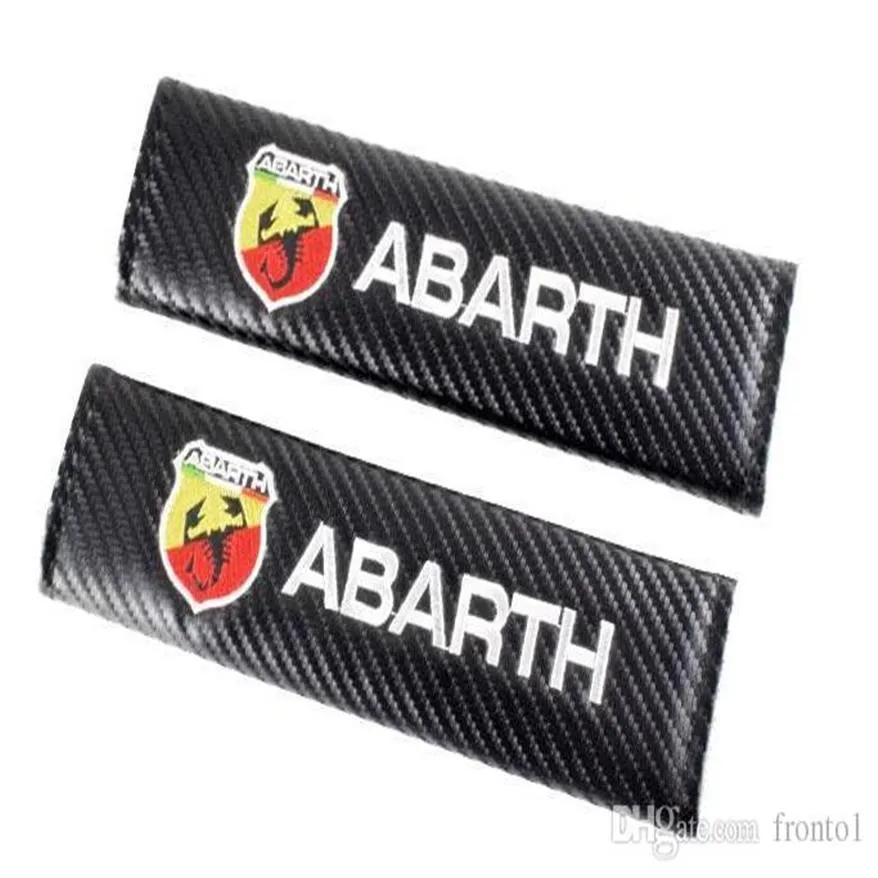 Adesivi per auto Copri cintura di sicurezza Fibra di carbonio per Abarth 500 Fiat Spalline universali Car Styling 2 pezzi lot237U
