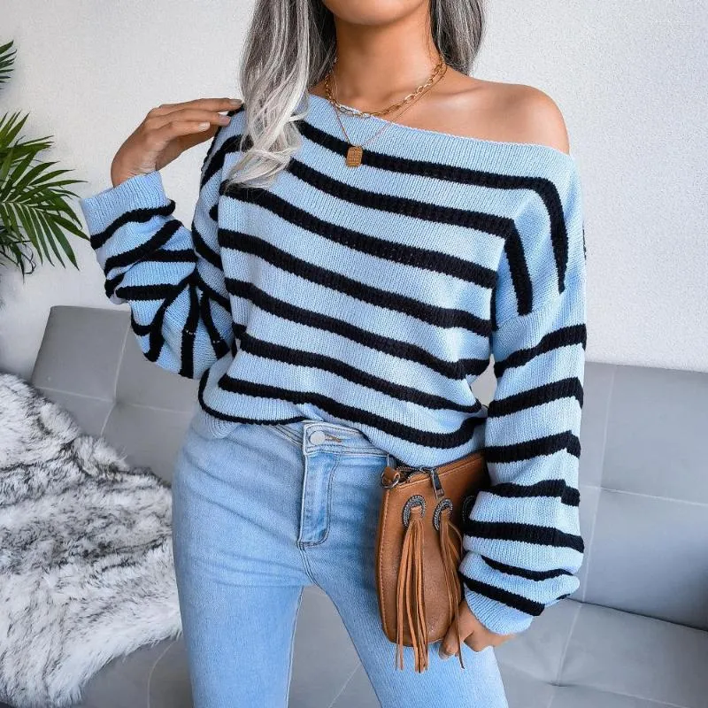 Pulls Femme Automne Tricote Pull Raye Femmes Pulls Decontracte Bleu Rouge Blanc Pull Adolescent Gril Streetwear Automne Du 18 62 DHgate