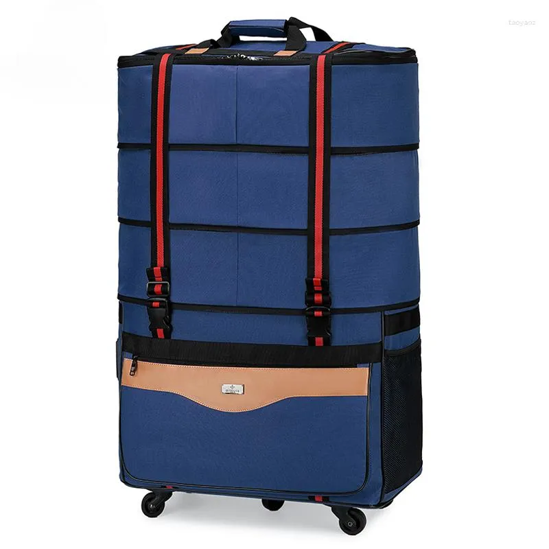 Valises Oxford Tissu Grande Capacité Bagages À Roulettes Sac Pliant Trolley Valise Voyage À L'étranger Pour Étudier Léger