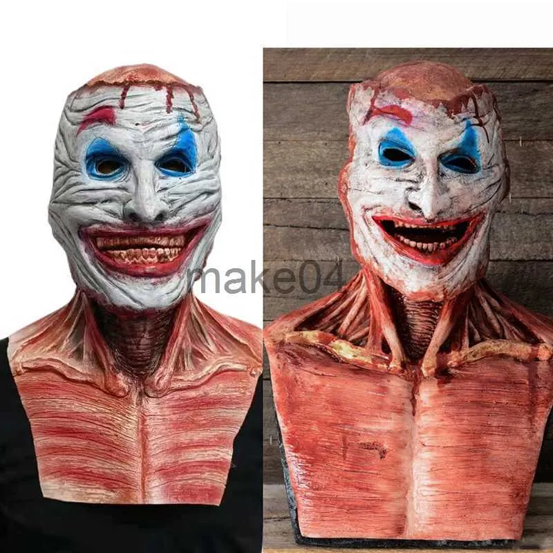 Parti Maskeleri Parti Partisi Korku Maskesi Full Head Smile Demon Maske Zombi Lateks Baş Kapak Ürpertici Masquerade Fantasy Costume Cosplay Parts J230807