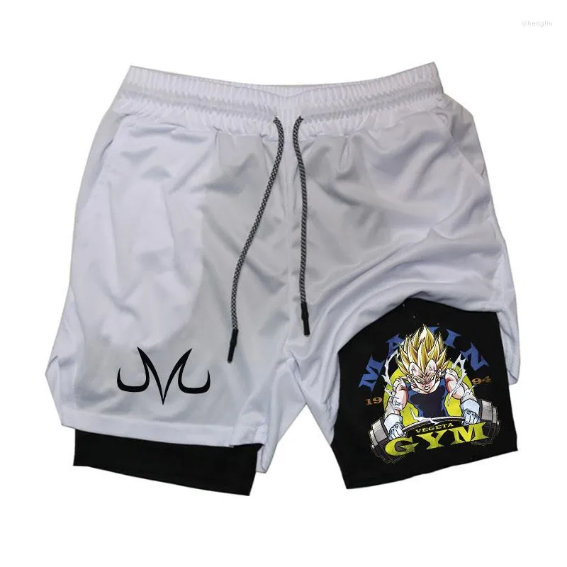 Shorts masculinos 2023 Anime Running Men Fitness Gym Training 2 em 1 Sports Quick Dry Workout Jogging Double Deck Summer