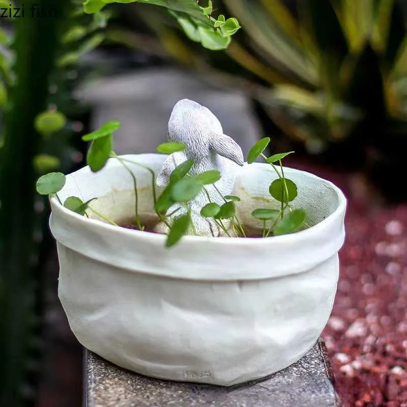 Plantenbakken Potten Pot Bunga Hars Kelinci Penanam Pot Bunga Hidroponik Pot Sukulen Persediaan Berkebun Tanaman Pot Taman Pot Tanaman