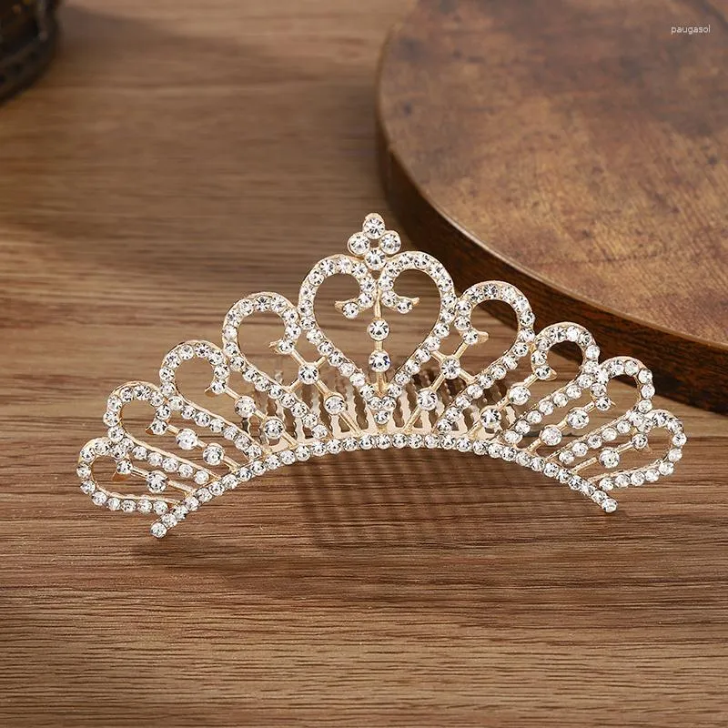 Hårklipp barn mini kronor kamkristall brud tiaras prinsessan krona för kvinnor flickor strass pärla bröllop tiara gåva