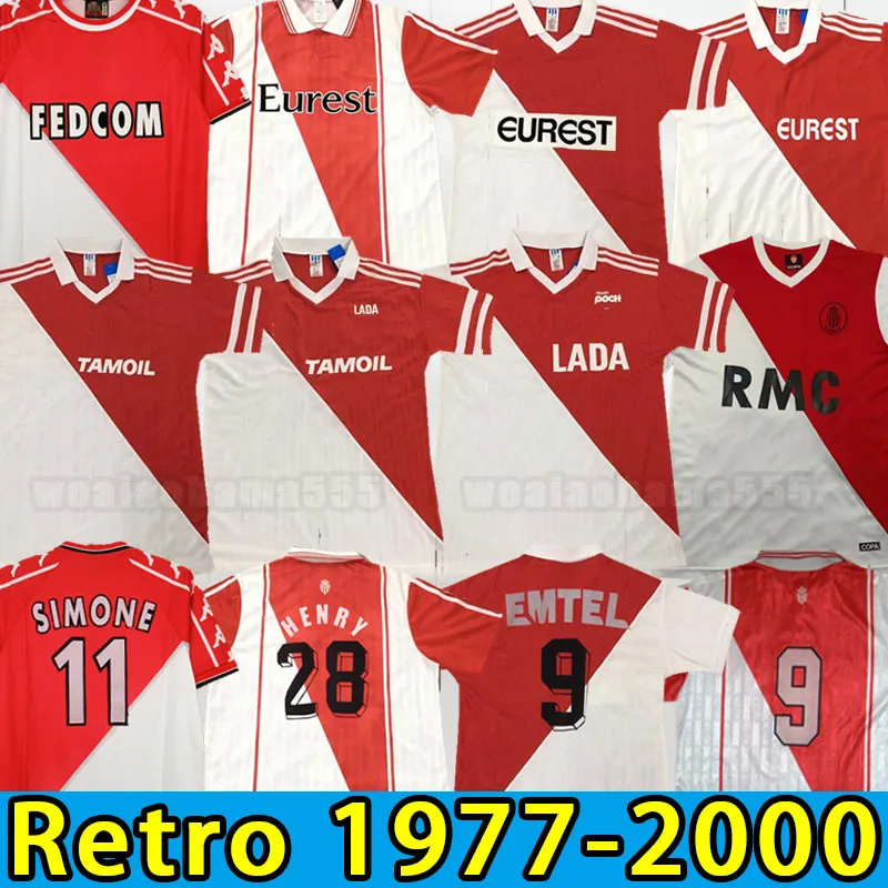 إصدار Retro Monaco Soccer Jerseys Classic Home كما Ben Yedder Jovetic Golovin Jorge Vintage Football Shirt 77 82 90 91 92 94 95 96 97 98 99 00 1977 1982 1990 1991 1999 2000