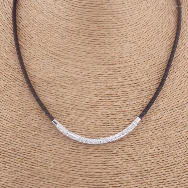 Ras du cou femmes en acier inoxydable cuir charme collier mode style élégant colliers en cristal
