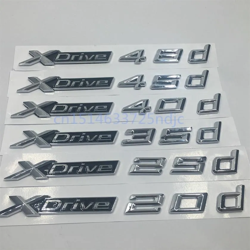 Biltrimstyling klistermärke för BMW X1 X3 X4 X5 Series XDrive 20D 25D 30D 35D 40D 45D 48D Emblem Badges Logo Letters218U