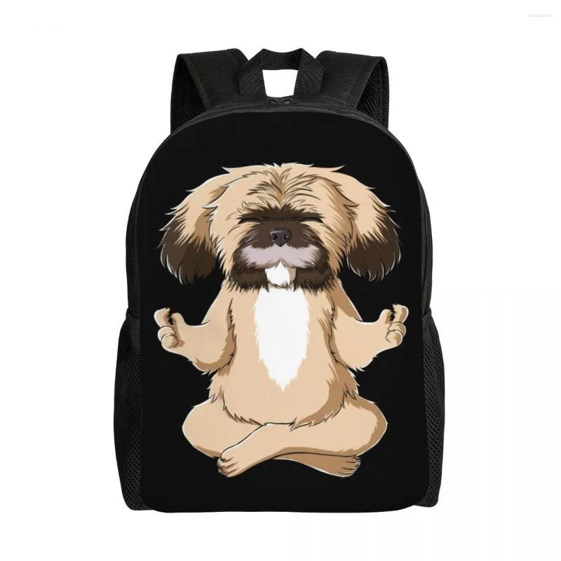 Mochila para meditação, yoga, cachorro, shih tzu, para homens e mulheres, à prova d' água, faculdade, escola, animal de estimação, bolsa de cachorro, impressão, mochila