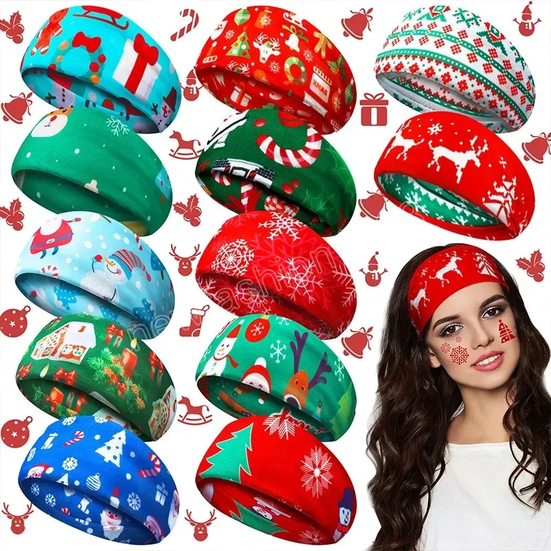 Christmas Sweatband Sports Headband For Women And Men Fashion Fitness Yoga Hairbands Makeup Running Headscarf Xmas Gifts