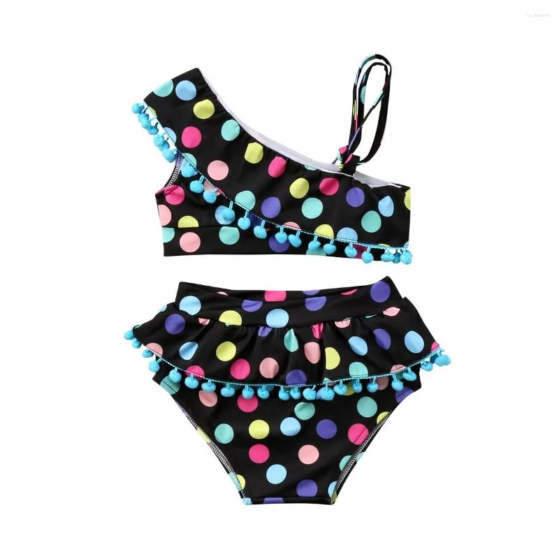 Kadın Mayo Yaz Yürümeye Başlayan Çocuk Bebek Kız Kızlar Polka Dot Ruffles Bikini Set Mayo Kıyafet Mayo Beach Giyim