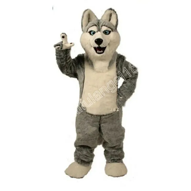 Professional Grey Husky Dog Mascot Costume Cartoon Character Outfit Suit Halloween Party Outdoor Carnival Festival Fancy Dress for Men Women
