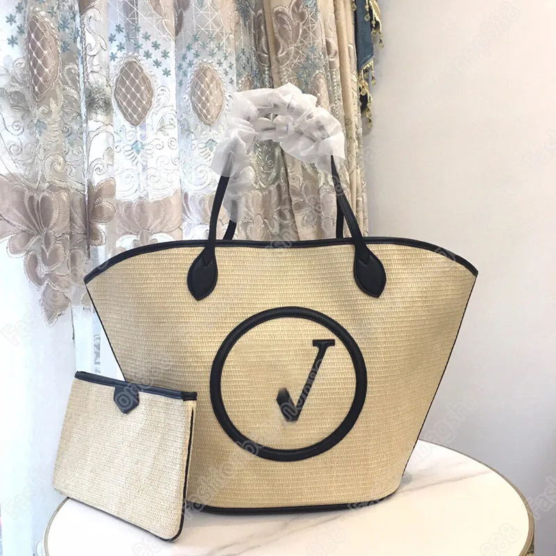 High Quality Saint Jacques Beach Bag Knitted Coconut Fiber Knitted Vacation Style Style Handbag Womens Fashion Shoulder Bag The Tote Bag With Small Coin Purse 34cm From 71 73 DHgate