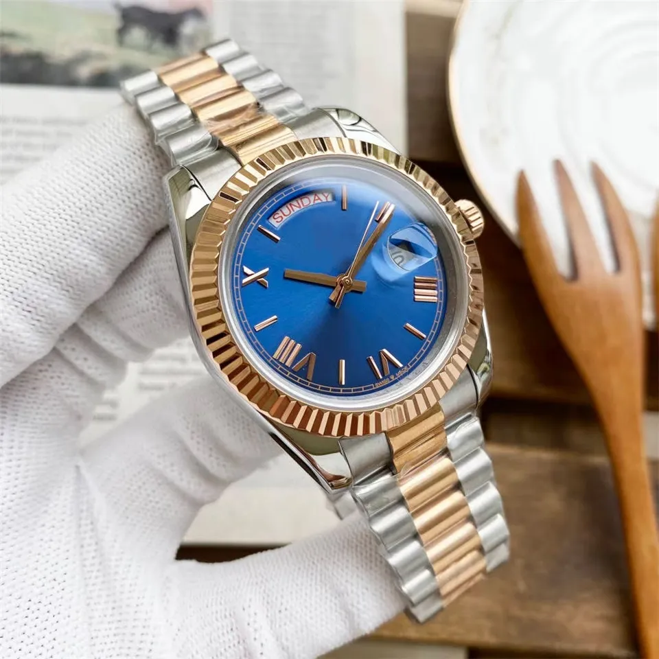 2023 Män toppkvalitetsdesigner Swiss Day Date Watch Mens Automatic Mechanical Business Wristwatches Luxury Chronograph Sapphire Timepieces Brand Watches K87