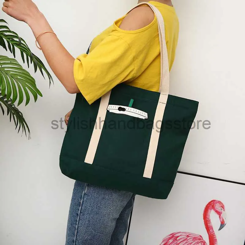 Totes 2023 New Korean Women's Canvas Bag Art Handbag Bag Large Capacity Environmental Shopping Bagstylishhandbagsstore