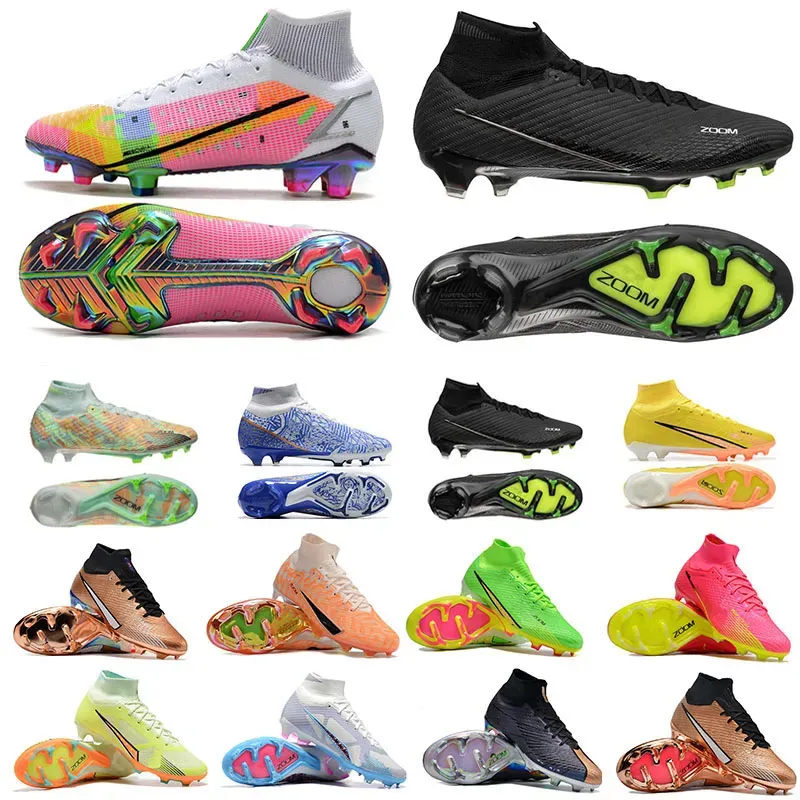 メンズサッカーシューズクリートワールドカップSuperfiy VIII 8 IX 9 XXV Metallic Silver Elite FG Impulse United Pack Mbappe Cristiano Ronaldo Blueprint Progress Football Boots