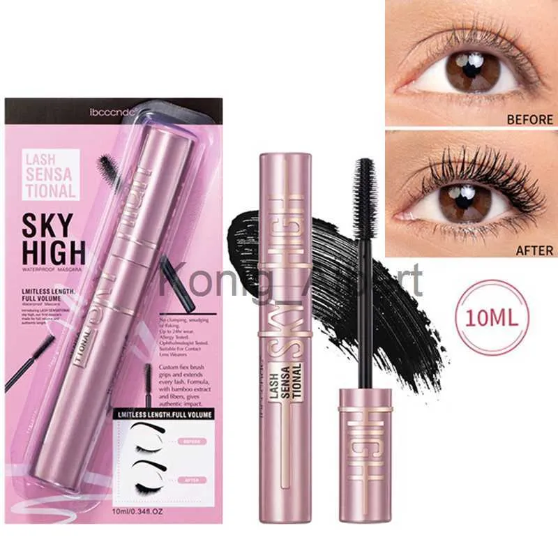 Mascara Mascara Sky High Volume voluttuoso Lunghezza intensa Ciglia folte morbide e morbide Nessuna desquamazione Nessuna sbavatura Nessun grumo Nero x0807