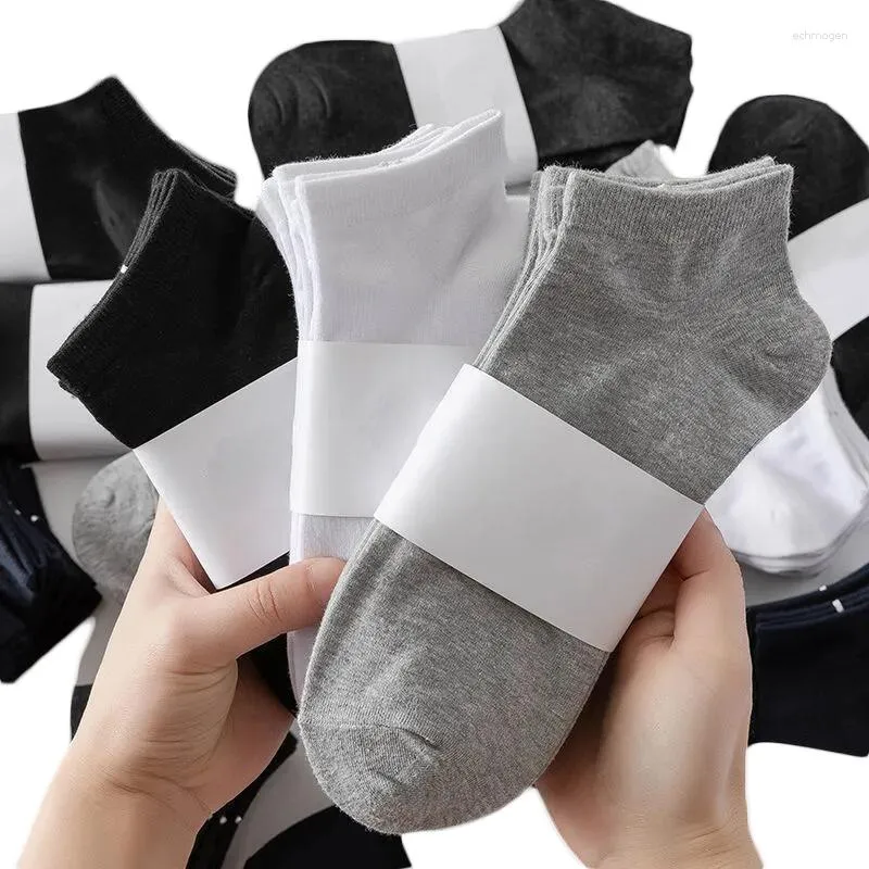 Men's Socks MOJITO 5 Pairs/Lot Solid Black White Grey Fashion Comfortable Sports Cotton Boat Women Gifts Drop