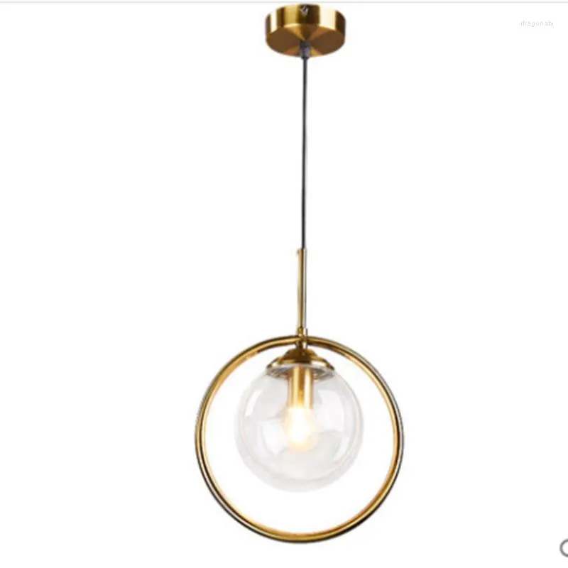 Lampy wiszące żyrandol kreatywny sypialnia nocna nordycka pojedyncza głowa żelaza sztuka mała nowoczesna prosta szklana restauracja