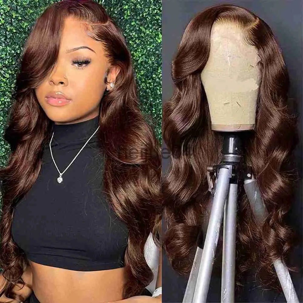 Human Hair Capless Wigs Brown 13x4 Lace Frontal Human Hair Wigs For Women Body Wave HD Transparent Lace Front Human Hair Wig On Sale Glueless Wig 250 x0802