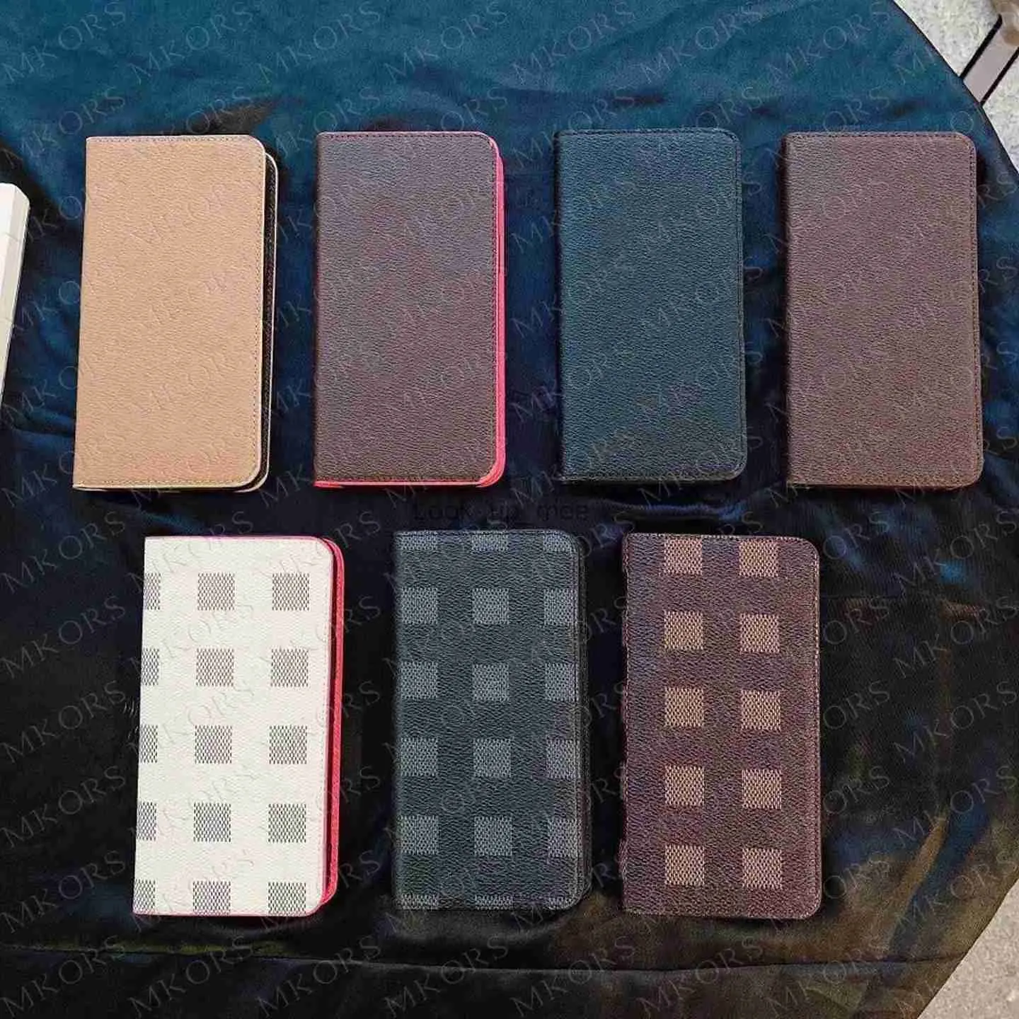 Damier plånbok telefonfodral för iPhone 13 13pro 14 14pro 14plus 12 12pro 11 pro x xs max xr 8 7 plus fodral pu läder smartphone skydd bakslag hkd230807
