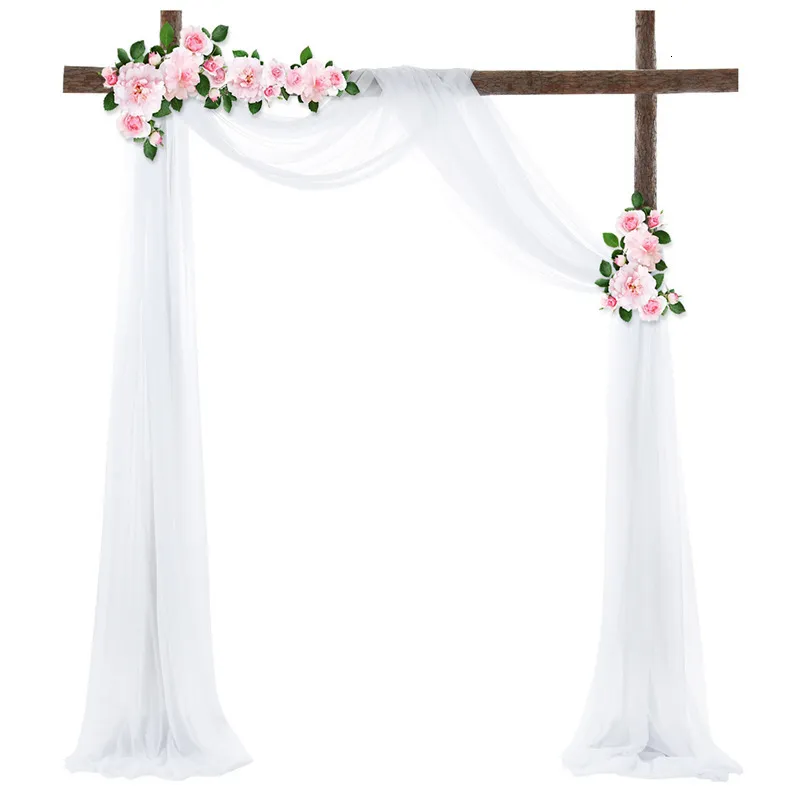 Autres fournitures de fête d'événement BC012A fête de mariage arche drapé tissu Swag Decor blanc rose terre cuite bordeaux voile transparent en mousseline de soie rideau toile de fond panneau 230804