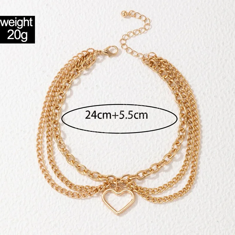 Metal Anklet Golden Three Layer Chain for Women Charm Foot Chain Böhmen Fashion Ankel Armband Beach smycken Tillbehör