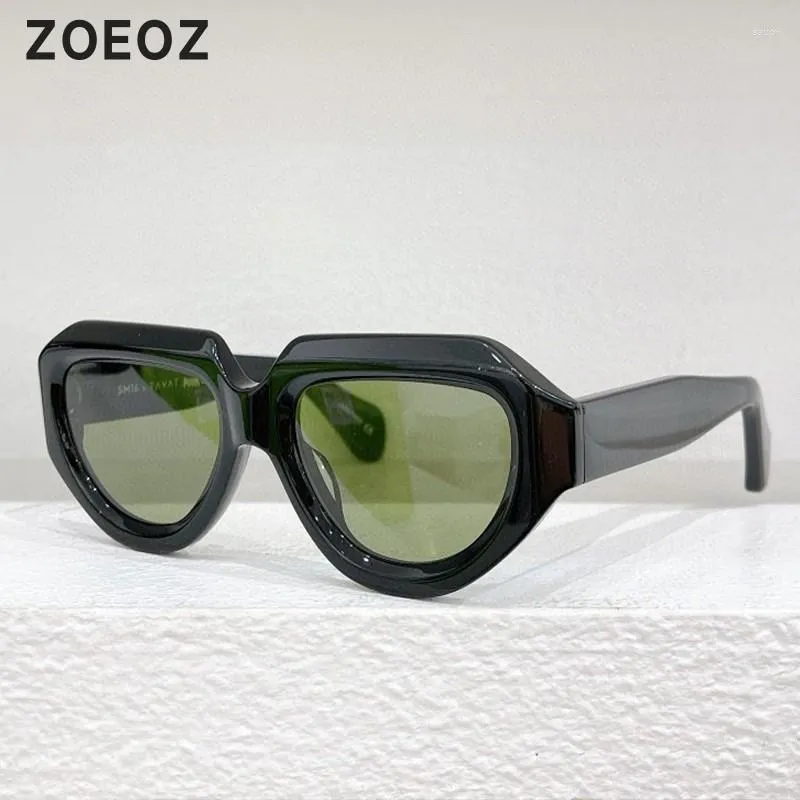 Zonnebril Pu Sm003 Retro Ronde Mannen Dikke Frame Plaat Zon-Proof Zonnebril Acetaat Knappe Sunglasse Uv400 2023 Reizen bril