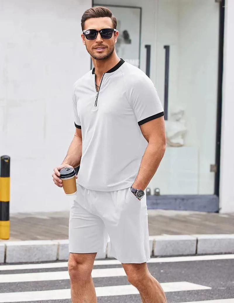 Survêtements pour hommes costume de sport Polo couleur unie survêtement décontracté homme vêtements d'été Streetwear hommes Shorts deux pièces ensembles