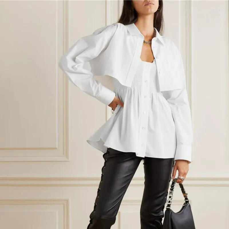Kadınlar Blouses 2023 İlkbahar ve Yaz Tasarımı İki Parçalı Gömlek Askı Etek Kısa Elbise