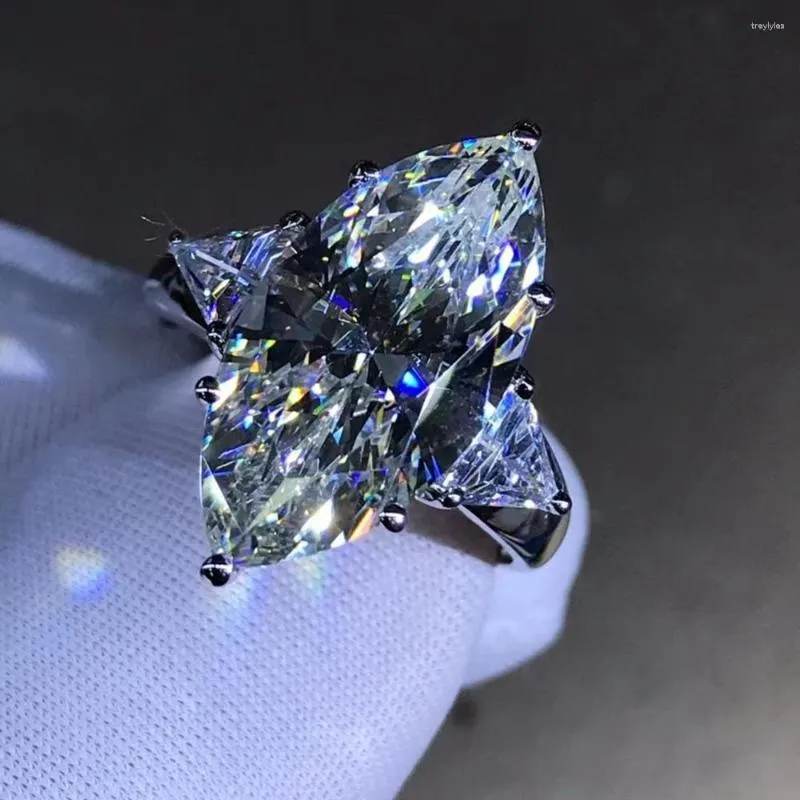 クラスターリングマーキーズカット8 ct 3ex vvs g色作成されたモイサナイトストーンウェディングスーパースパークリングエンゲージメントパーティーファインジュエリーリングサイズ5-9