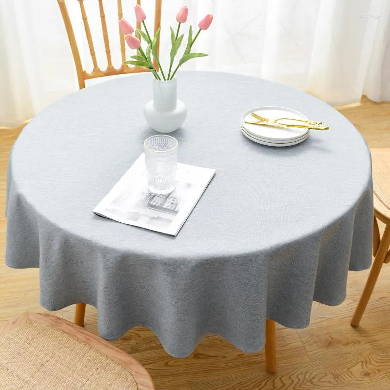 Table Cloth Antependium Art Pure Color Blending Cotton Waterproof Big Round Table_Jes2312