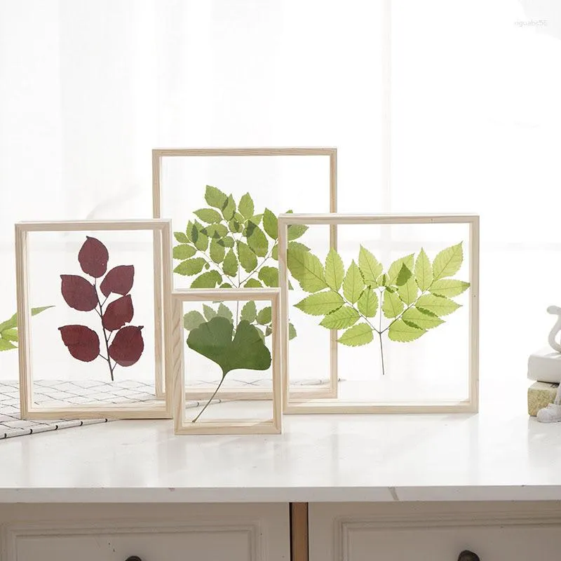 Frames Color Picture Frame Transparent Wooden High Quality Creative Double Sided Glass Plant Specimen Log